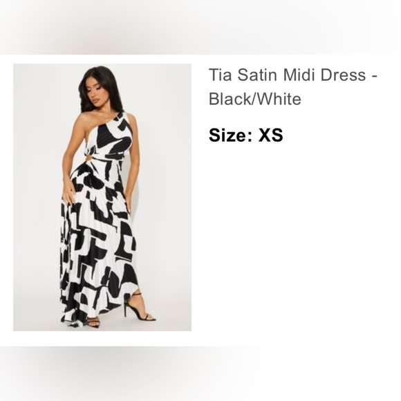 Fashion Nova Monochrome One-Shoulder Dress size XS - Picture 2 of 2
